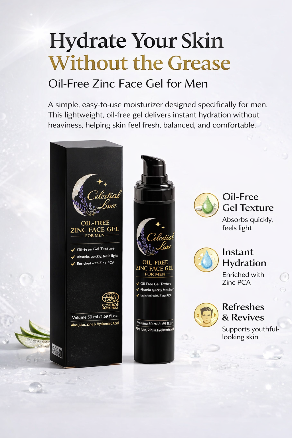 Oil-Free Zinc Face Gel for Men